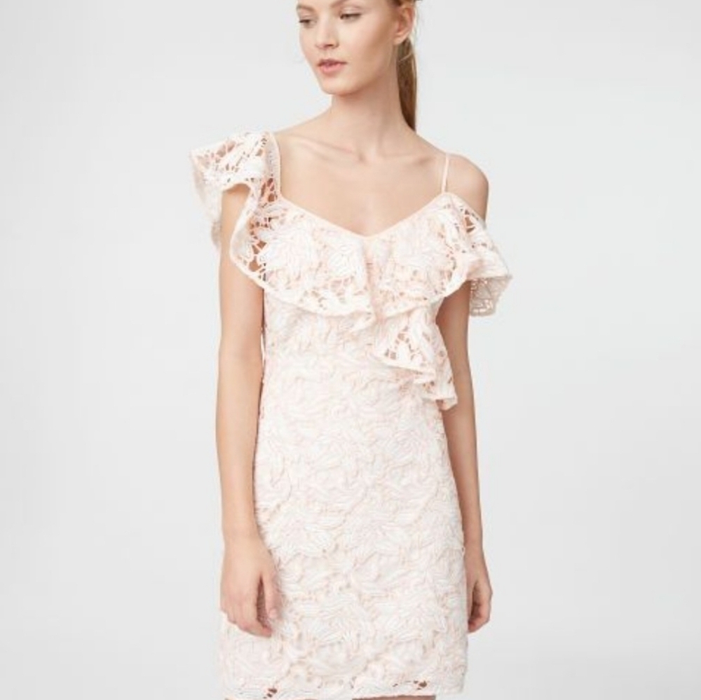 Club Monaco NAWALE DRESS ROBE PINK MIX ROSE floral tier lace Mini dress nwt 4